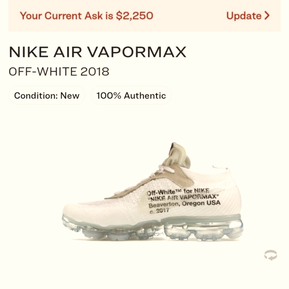 OFF WHITE VAPOR MAX SZ 11 - Picture 1 of 9